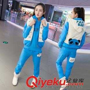 時尚秋冬休閑套裝 2015新款女裝套頭衛(wèi)衣可愛熊貓春秋韓版長袖運動休閑套裝