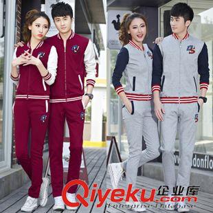 2015爆款熱賣(mài) 2015春秋新款男運(yùn)動(dòng)套裝 女運(yùn)動(dòng)服情侶裝 撞色運(yùn)動(dòng)情侶棒球套裝原始圖片2