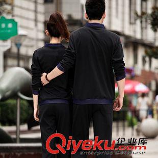 春秋套裝 春秋新款韓國情侶裝時尚休閑情侶套裝男女長袖V領t恤情侶運動套裝原始圖片2