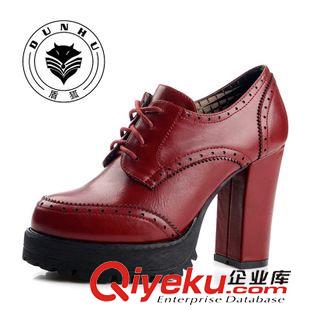 未分類 2015春季盾狐5225OL時(shí)尚韓版女鞋 防水臺(tái)高跟淺口粗跟系帶女單鞋原始圖片2