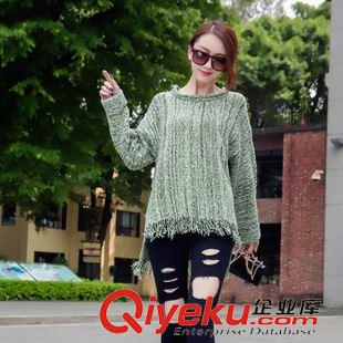 時尚大碼女裝 胖MM的{za} 2015秋季新款時尚韓版圓領套頭不規則流蘇下擺針織衫女毛衣百搭原始圖片3