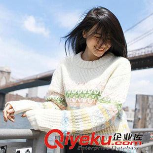 2015年8月上新（秋款） 2015針織衫明星同款彩虹寬松中長款套頭毛衣女秋 淘寶天貓tg原始圖片2