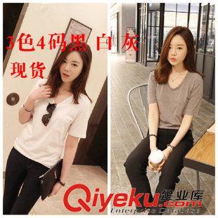 2015年5月上新 現(xiàn)貨2015韓國(guó)現(xiàn)貨新款夏季純色短袖韓版潮流時(shí)尚口袋T恤