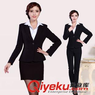 職業(yè)裝工裝服(男女) 2015秋冬時(shí)尚職業(yè)裝修身OL女士正裝黑色西裝工作服