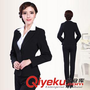 職業(yè)裝工裝服(男女) 2015秋冬時(shí)尚職業(yè)裝修身OL女士正裝黑色西裝工作服