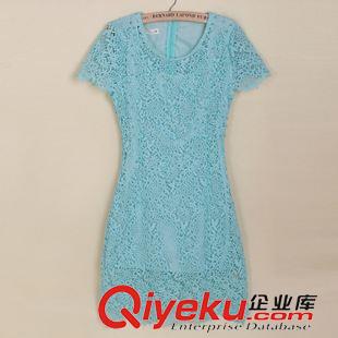 女旗袍裙 2015歐洲站現貨6色 菁菁 手工釘珠 重工訂制款鏤空刺繡花朵連衣裙原始圖片3