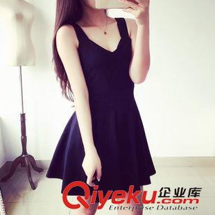 歐美夜店 吊帶連衣裙 2015歐美夏季新款夜店性感露背交叉鏤空A字大擺傘裙吊帶連衣裙原始圖片2