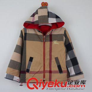 秋冬季外套 童裝批發(fā) B家格子經(jīng)典外套 雙面穿兒童連帽夾克 外貿(mào)男女童外套原始圖片2