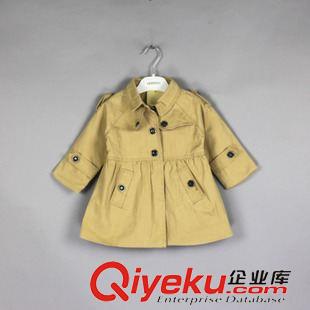 秋冬季風(fēng)衣 批發(fā)可代發(fā) 歐美大牌B家風(fēng)格 女童英倫格子風(fēng)衣兒童大衣外套廠銷
