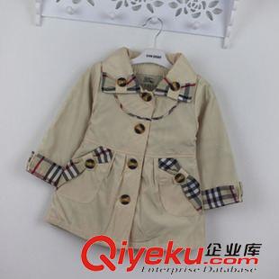 秋冬季風(fēng)衣 廠家直銷外貿(mào)兒童風(fēng)衣女童B家格子風(fēng)衣3至7歲童裝外套寶寶外套原始圖片3
