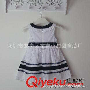 夏季女童裙子 廣州產(chǎn)地 15新款兒童連衣裙 純棉拼色歐美女童裙子 腰帶廠家直銷原始圖片2