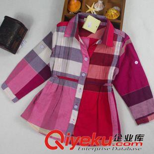 夏季女童裙子 秋季新款女童襯衫 英倫經典格子女襯衣 純棉修身長袖女寶寶襯衫夏原始圖片3
