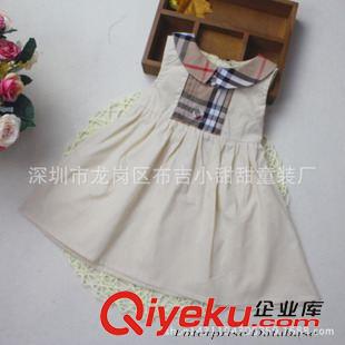 夏季女童裙子 夏季外貿(mào)B英倫童裝兒童裙子女童全棉格子連衣裙可愛娃娃領(lǐng)廠直銷原始圖片2