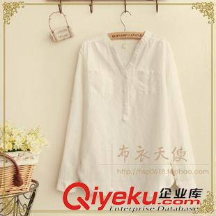 {dy}波 棉麻襯衫 短袖亞麻女裝上衣半袖森女布衣麻料襯衣原始圖片2