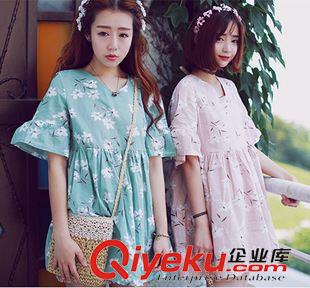 連衣裙 2015夏韓系小清新可愛復(fù)古碎花寬松顯瘦喇叭袖連衣裙女原始圖片3