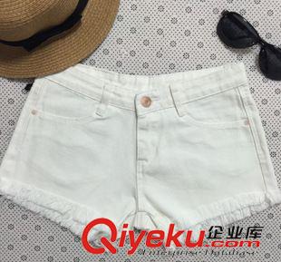 休閑褲 2015夏季新款潮流日系性感女裝百搭白色牛仔毛邊流熱褲