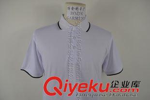 翻領(lǐng)T恤 翻領(lǐng)白色衣服男裝T恤衫訂做短袖POLO衫OEM加工廣告衫領(lǐng)邊撞色新款原始圖片2