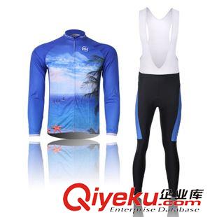 抓絨騎行服男 XINTOWN海景騎行服長(zhǎng)袖套裝 自行車服 抓絨防風(fēng)保暖功能衣褲