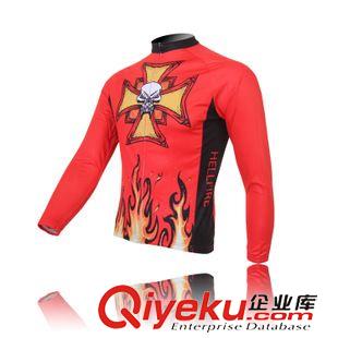 抓絨騎行服男 星恒火炎骷髏 冬季長(zhǎng)袖騎行服套裝 自行車服抓絨防風(fēng)保暖功能衣褲