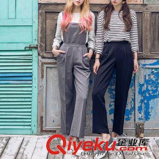 2015年9月新款 2015秋季新款韓國代購可拆卸西裝背帶褲闊腿褲女士百搭休閑褲長褲