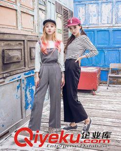 2015年9月新款 2015秋季新款韓國代購可拆卸西裝背帶褲闊腿褲女士百搭休閑褲長褲