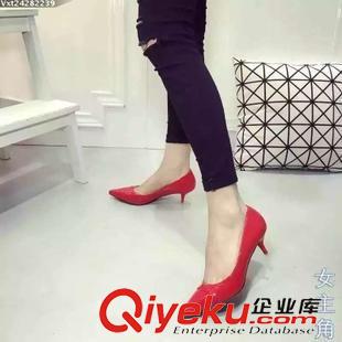 9月11日-20日新品 歐美秋款粉色高跟中跟細(xì)跟性感尖頭黑色紅色灰色漆皮工作鞋女單鞋