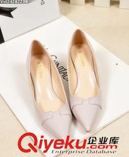 9月11日-20日新品 歐美秋款粉色高跟中跟細(xì)跟性感尖頭黑色紅色灰色漆皮工作鞋女單鞋
