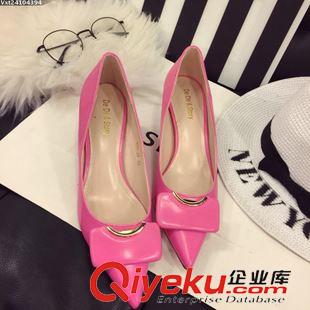 9月11日-20日新品 2015春夏秋新款甜美性感細(xì)跟尖頭中高跟時(shí)尚蝴蝶結(jié)淺口單鞋女鞋