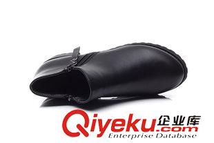 9月1日-10日新品 2015秋新款女皮鞋高幫側(cè)拉鏈女鞋休閑鞋粗跟女士單鞋韓版方跟鞋潮