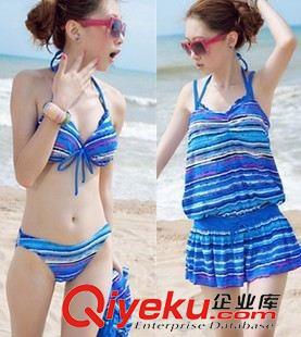 bjn三件套 泳衣 女紗質(zhì)長(zhǎng)袖外套小胸聚攏裙式平角bjn泳裝沙灘泡溫泉