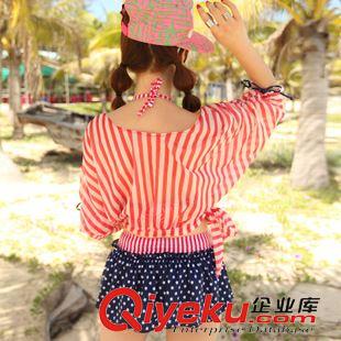 bjn四件套 2014韓國泳衣 女小胸聚攏鋼托 裙式泳裝bjn四件套 溫泉游泳衣原始圖片2