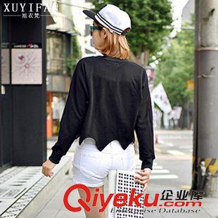 馬甲‖背心 廠家直銷 2015秋裝新款印花蝙蝠袖短款衛衣套頭外套長袖T恤女原始圖片3
