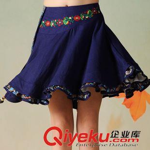 半身裙 2015新款女裝 民族風繡花裙 棉麻裝色短裙 半身裙 女式一件代發原始圖片2