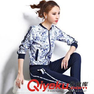 秋款套裝 2015春裝新款時尚印花潮女運動服套裝印花衛(wèi)衣小腳長褲兩件套原始圖片2