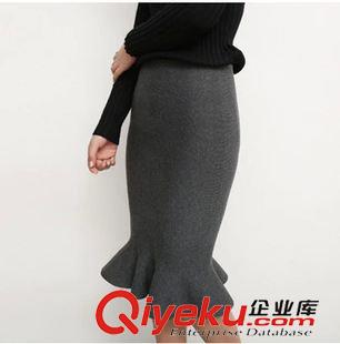 短褲，半身裙 2015秋冬新款韓版高腰包臀魚(yú)尾針織中長(zhǎng)裙時(shí)尚百搭修身顯瘦半身裙原始圖片2