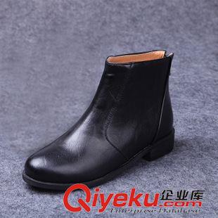 韓國短靴 2015秋新款女鞋黑色皮鞋 批發(fā)舒適馬丁靴舒適粗高跟鞋防水臺裸靴