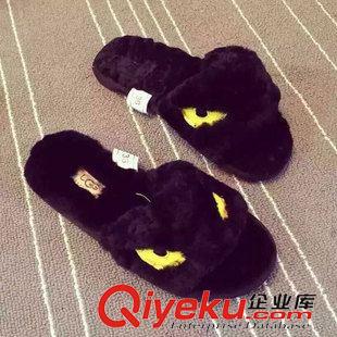 2015秋上新（現貨） 保暖羊毛拖鞋包跟套趾拖鞋加厚防滑時尚眼睛多色外穿拖鞋家居拖鞋原始圖片2