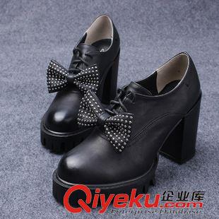 未分類 2015春歐州站高跟鞋粗跟防水臺女單鞋 蝴蝶結(jié)系帶女鞋gd女式鞋