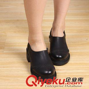 未分類(lèi) 廠家直銷(xiāo)韓國(guó)女鞋秋季新款潮單鞋韓版純色圓頭粗高跟鞋純皮女鞋