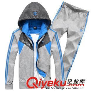 男長袖套裝2 2015廠家直銷男士運動服套裝男式時尚連帽戶外運動休閑套裝男批發(fā)原始圖片3