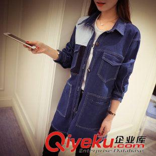秋季、外套 實拍春秋新款拼接牛仔服寬松蝙蝠外套潮流上衣女原始圖片3