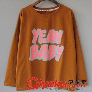 秋.09.08 15秋冬女裝新款 寬松肥大蝙蝠型純棉字母圖案后背萬圣節(jié)長袖T恤女原始圖片2
