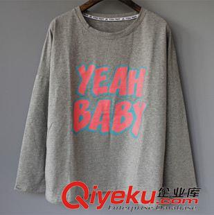 秋.09.08 15秋冬女裝新款 寬松肥大蝙蝠型純棉字母圖案后背萬圣節(jié)長袖T恤女原始圖片3