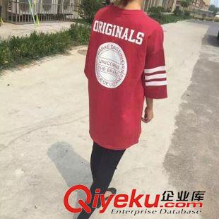 秋.08.31 SW韓國原單外貿(mào) 字母S圖案前后印花小毛圈七分袖中長款寬松T恤女原始圖片2
