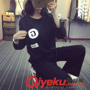 秋.08.27 韓國東大門15秋冬女裝 后背大高飛圖案印花純棉休閑運(yùn)動(dòng)套裝女原始圖片2