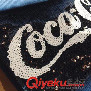 秋.08.18 ORENN 15秋冬女裝 可口可樂亮片刺繡純棉毛圈寬松大碼長袖衛衣女原始圖片3