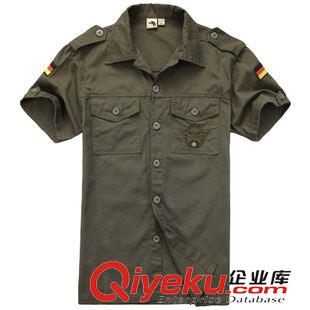 短袖襯衣 熱銷產(chǎn)品 批發(fā)供應(yīng)戶外服裝8012男式襯衫 德軍綠色短袖襯衫