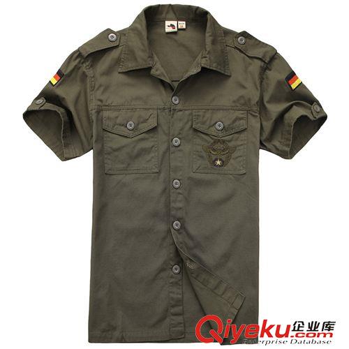 短袖襯衣 熱銷產(chǎn)品 批發(fā)供應(yīng)戶外服裝8012男式襯衫 德軍綠色短袖襯衫