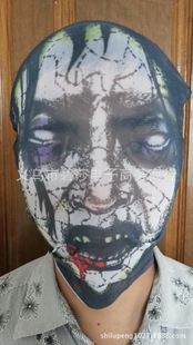 萬圣節(jié)面具 小額批發(fā) 骷髏套頭鬼節(jié)萬圣節(jié)鬼臉帽子面具透氣紋身頭套歡迎定制
