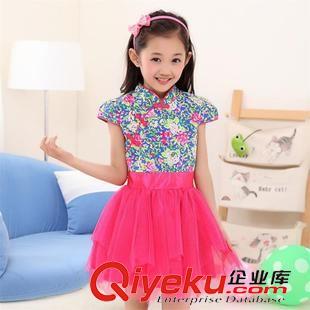 夏款 童裙 女童連衣裙夏 2015新款兒童唐裝青花瓷連衣裙小童禮服原始圖片2